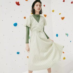 New Without Tags Large Madewell Spring Green Wrap Dress Midi